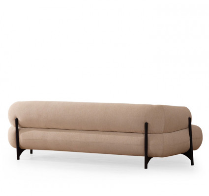 Luxurious White Upholstered Sofa Designer Fabric Couch Living Room 3-Seater
