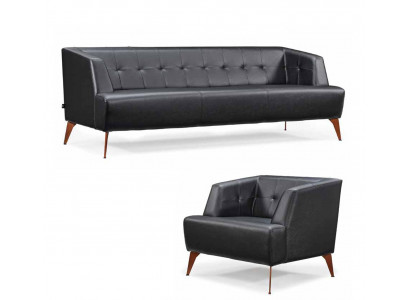 Black living room seating set Noble three-seater cocktail chair 2-piece set