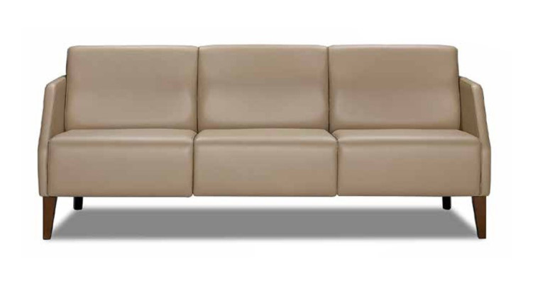 Beige living room leather set designer 3-seater exclusive armchair 2-piece set.