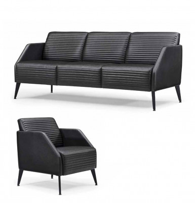 Luxurious black living room sofa set designer armchairs 2-piece set