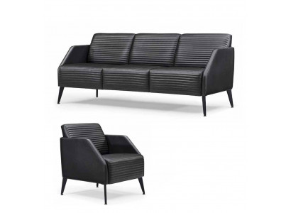 Luxurious black living room sofa set designer armchairs 2-piece set
