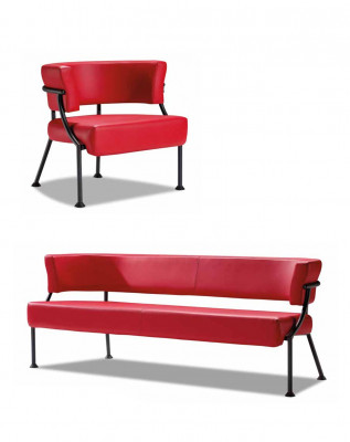 Red sofa set modern faux leather bench designer single-seater 2-piece set