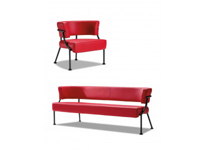 Red sofa set modern faux leather bench designer single-seater 2-piece set
