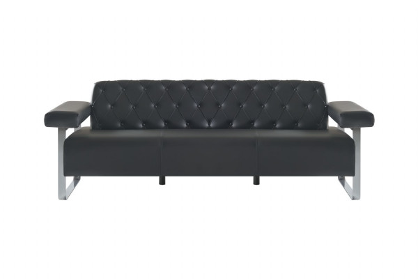 Luxury Complete Sofas 3-piece Black 3-Seater Chesterfield Seating Furniture Modern