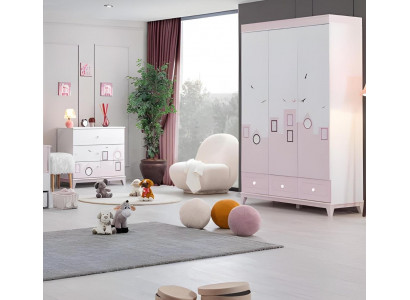 Children's room set multicolored complete wardrobe dresser light 2-piece new