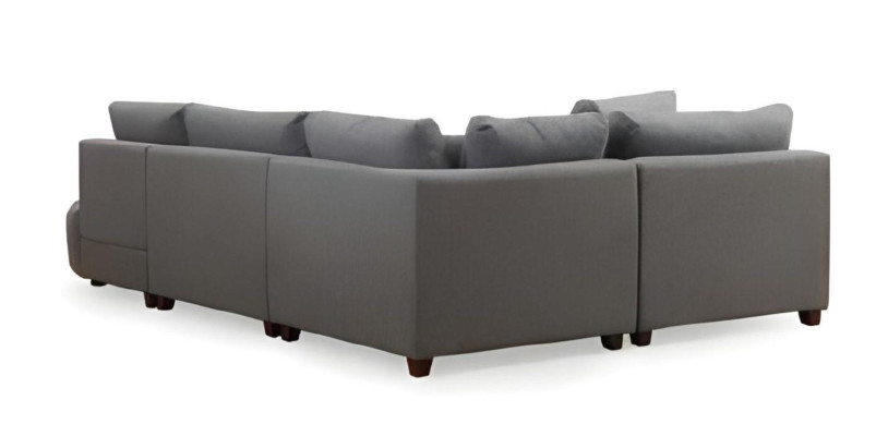 Modern gray L-shaped corner sofa living room couch upholstered furniture wooden frame