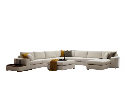 Modern white U-shaped sofa chic living landscape upholstery noble couches