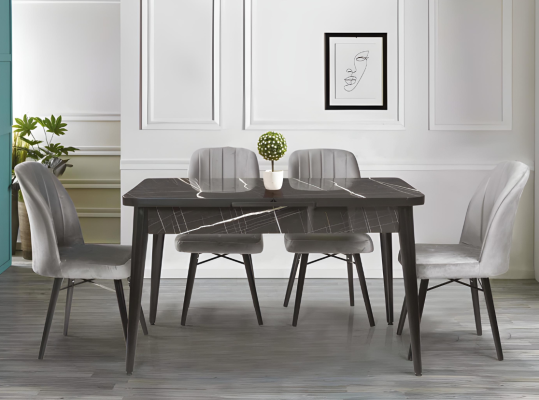 Designer black dining table luxurious dining room furniture with extendable top