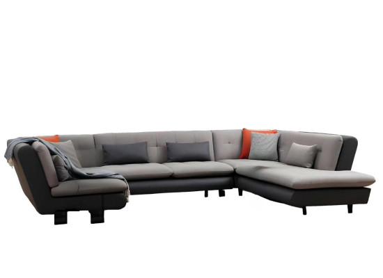 U-shaped sectional sofa living room textile material with cushions modern design style