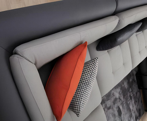 U-shaped sectional sofa living room textile material with cushions modern design style
