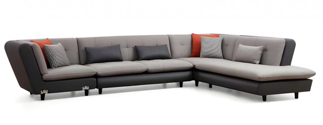 U-shaped sectional sofa living room textile material with cushions modern design style