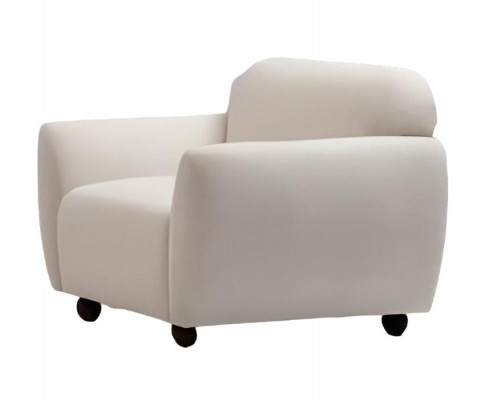 Armchair Monochrome Modern Design White Textile Wood Material Living Room