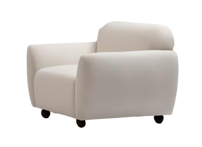 Armchair Monochrome Modern Design White Textile Wood Material Living Room