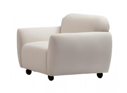 Armchair Monochrome Modern Design White Textile Wood Material Living Room