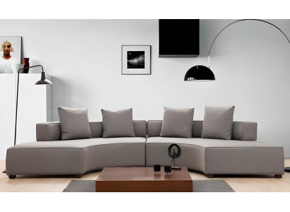 Corner sofa U-shape modern design textile material white solid color textile wood