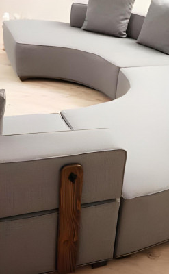 Corner sofa U-shape modern design textile material white solid color textile wood