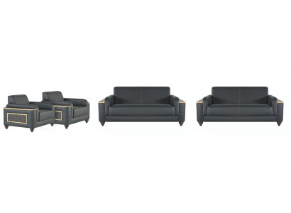 Study Room Sofas Modern Design Living Room Set 4-piece Black Solid Color