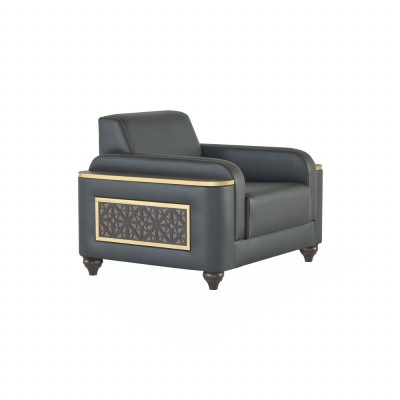 Living room study set 4-piece 3-seater armchair coffee table brown color