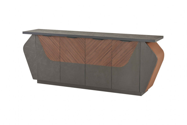 Office room set 3-piece, office table, sideboard, dresser, modern rectangular style