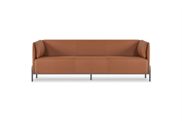 Seating furniture 3-piece set brown 3-seater armchair gray color coffee table study