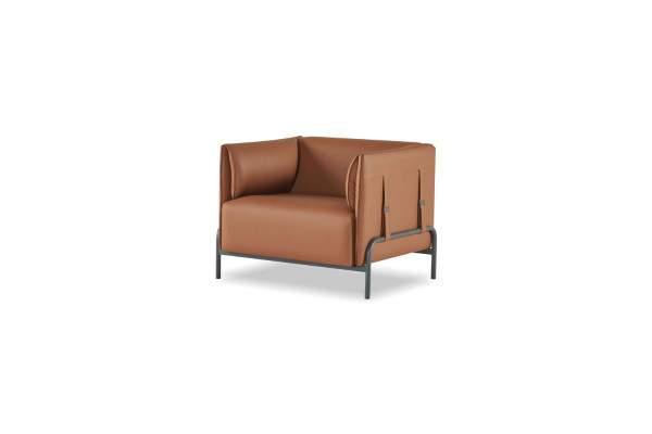 Brown leather suite designer office furniture 2x three-seater armchair