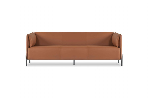 Brown faux leather study room designer 2-seater coffee table armchair