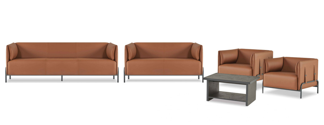 Brown office set sofa suite designer seating furniture leather furniture 5-piece set