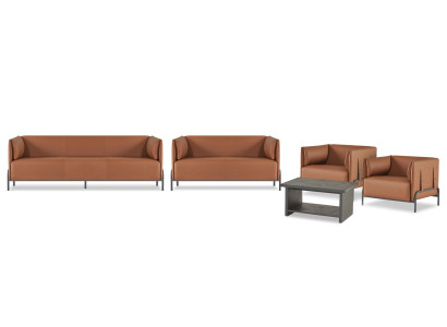 Brown office set sofa suite designer seating furniture leather furniture 5-piece set