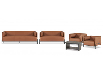 Brown office set sofa suite designer seating furniture leather furniture 5-piece set
