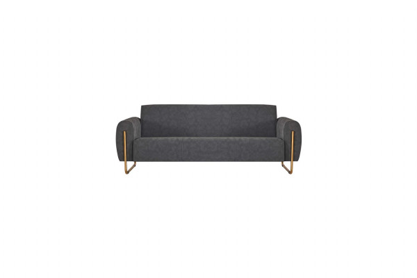 Fabric sofas 2-piece study set 3-seater with armchair gray solid color