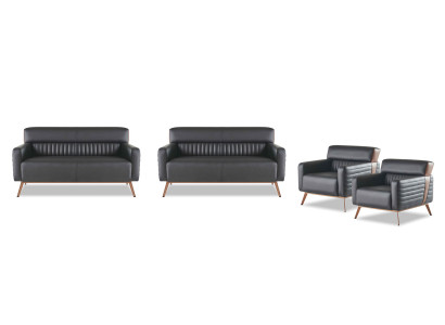 Sofas 4-piece 2-seater sofas armchair study set black solid color