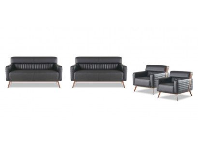 Sofas 4-piece 2-seater sofas armchair study set black solid color