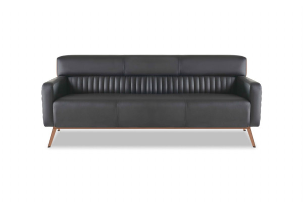 Sofas 3-seater armchair office room set 4-piece black modern solid color