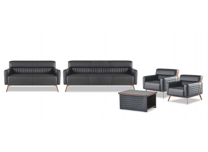 Black office furniture luxurious leather sofas designer armchair table