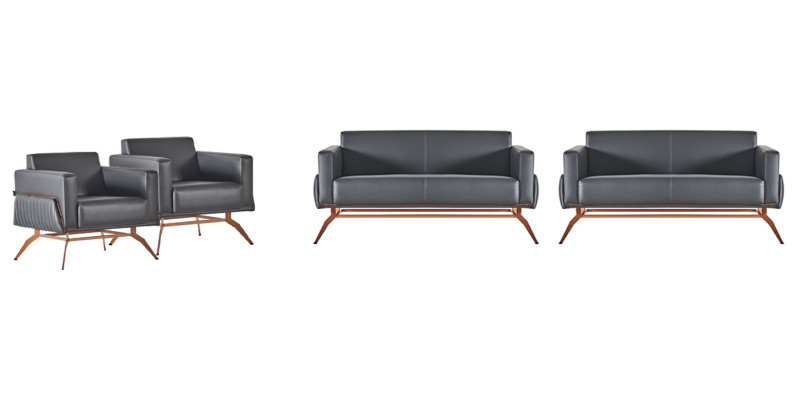 Sofas 4-piece study set 2-seater armchair gray solid color living room