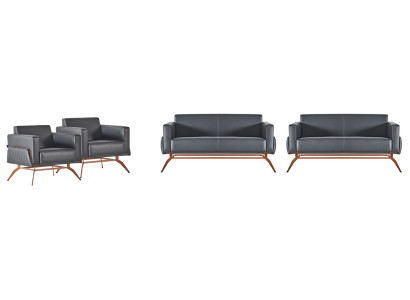 Sofas 4-piece study set 2-seater armchair gray solid color living room