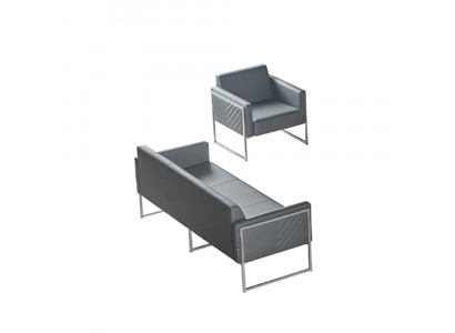 Office Set 2-piece 3-Seater with Armchair Gray Solid Modern Design