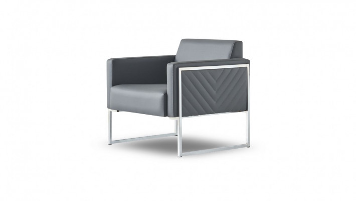 Office set 3-piece 3-seater armchair coffee table gray solid color modern