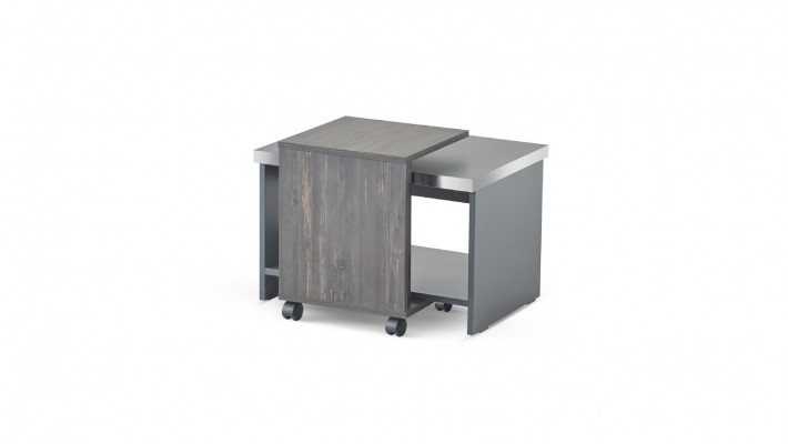 Office set 3-piece 3-seater armchair coffee table gray solid color modern