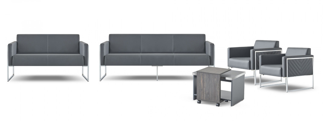 Workroom Set 5-piece 3-seater 2-seater 2x armchairs coffee table gray style
