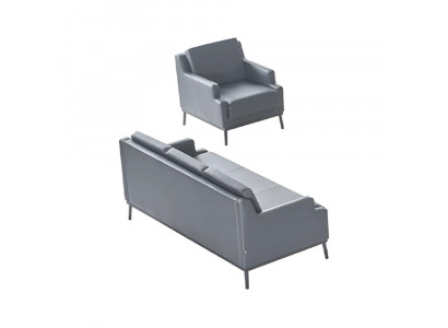 Study Room Set Dark Gray 3-Seater Armchair Solid Color Modern Design
