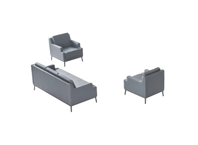 Office set 3-piece 3-seater with 2x armchair dark gray modern design