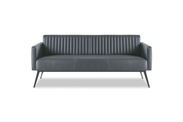 Office set, 4-piece, 3-seater, 2-seater, 2x armchair, black, solid-color