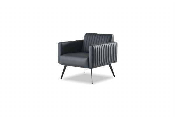 Office set, 4-piece, 3-seater, 2-seater, 2x armchair, black, solid-color
