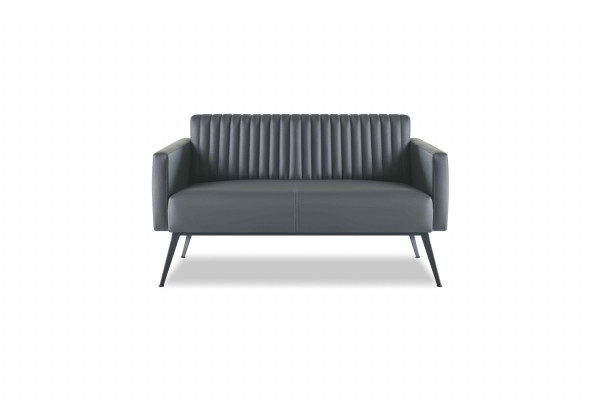 Office room set 4-piece 2x 2-seater 2x armchair black solid color modern