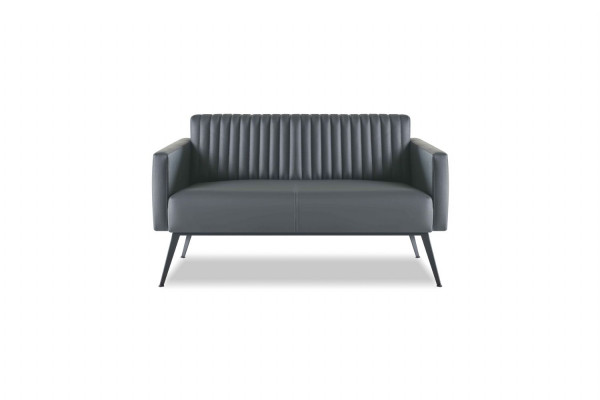 Office room set 5-piece: 2x 2-seater, 2x armchair, coffee table, black-brown