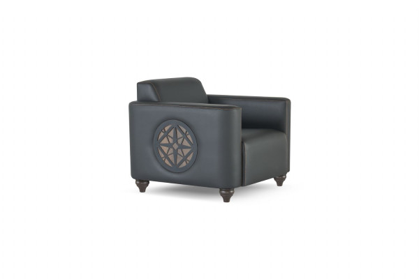 Office set 4-piece 2x 2-seater with 2x armchairs black color living room