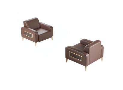 Office Set 2-piece Armchair Brown Solid Color Modern Design Living Room