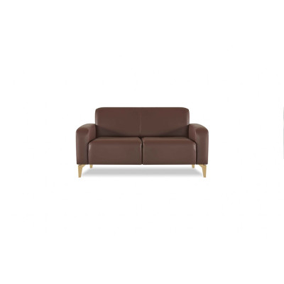 Office set 4-piece 2x 2-seater with 2x armchair brown solid color modern