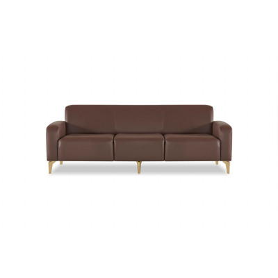 Office room set 4-piece 3-seater 2x armchair coffee table brown living room